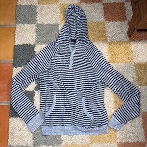 Striped Light Blue/Gray and Black Hoodie